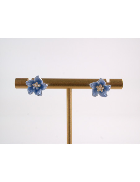 Kolczyki   KWIATY NIEBIESKIE KWIATKI  1 CM LOLITA AKCESORIA srebrny sztyft 925