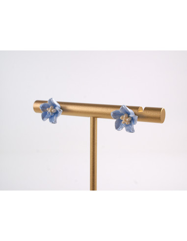 Kolczyki   KWIATY NIEBIESKIE KWIATKI  1 CM...