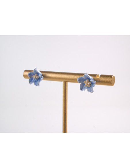 Kolczyki   KWIATY NIEBIESKIE KWIATKI  1 CM LOLITA AKCESORIA srebrny sztyft 925