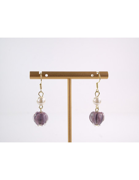 Kolczyki FIOLETOWE KWIATKI TULIPANY LOLITA AKCESORIA srebrny sztyft 925