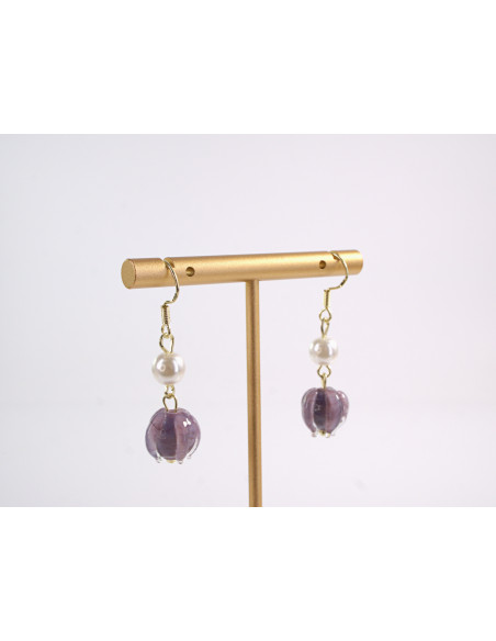 Kolczyki FIOLETOWE KWIATKI TULIPANY LOLITA AKCESORIA srebrny sztyft 925