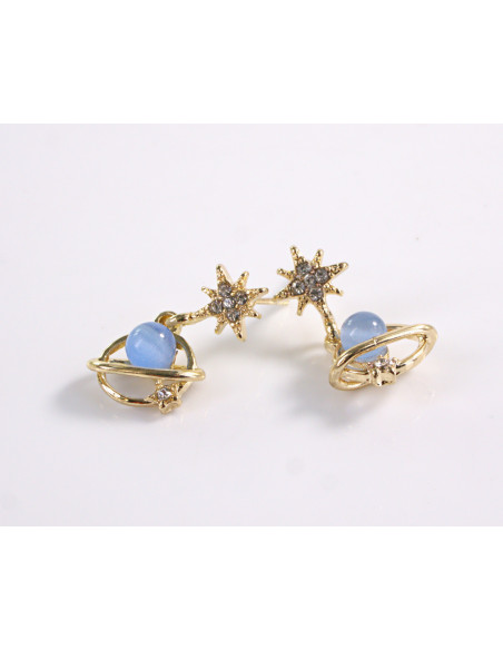 Kolczyki GWIAZDKI Z PLANETĄ  LOLITA AKCESORIA srebrny sztyft 925