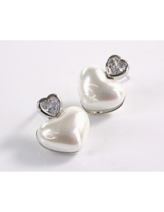 Kolczyki BIAŁE SERCE Z CYRKONIĄ  LOLITA AKCESORIA srebrny...