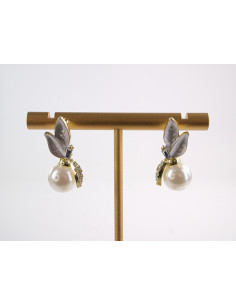 Kolczyki LIŚCIE LISTKI  Z PERŁĄ LOLITA AKCESORIA srebrny...