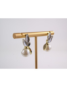 Kolczyki LIŚCIE LISTKI  Z PERŁĄ LOLITA AKCESORIA srebrny... 2