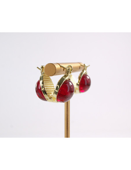 Kolczyki CZERWONE KULKI KULECZKI  LOLITA AKCESORIA srebrny sztyft 925
