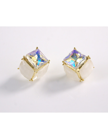 Kolczyki KOSTKI CRYSTAL AB  LOLITA AKCESORIA srebrny sztyft 925