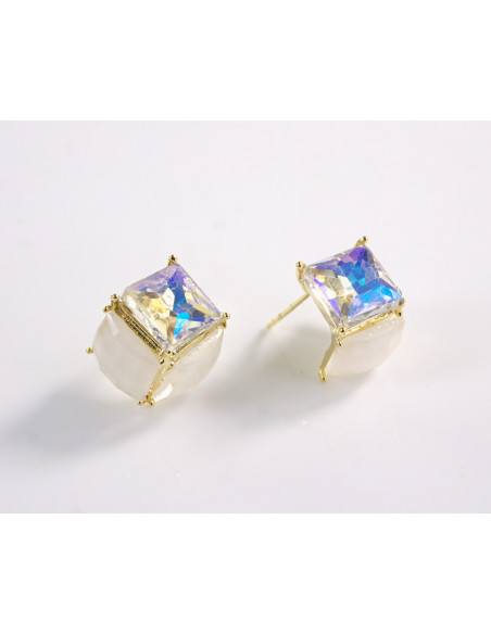 Kolczyki KOSTKI CRYSTAL AB  LOLITA AKCESORIA srebrny sztyft 925