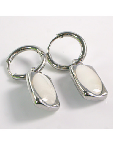 Kolczyki SREBRNE OWAL PERŁA STAL CHIRURGICZNA...