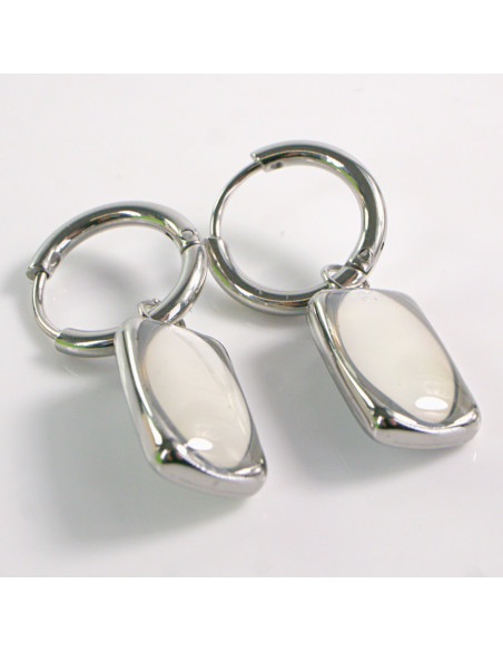 Kolczyki SREBRNE OWAL PERŁA STAL CHIRURGICZNA LOLITA AKCESORIA