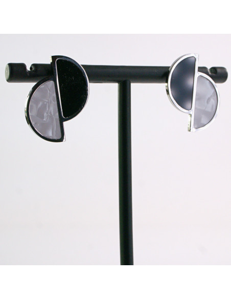 Kolczyki SREBRNE ASYMETRYCZNE PÓŁOKRĄG STAL CHIRURGICZNA LOLITA AKCESORIA