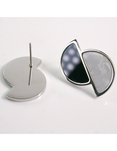 Kolczyki SREBRNE ASYMETRYCZNE PÓŁOKRĄG STAL CHIRURGICZNA LOLITA AKCESORIA