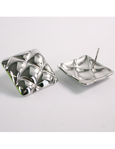 Kolczyki SREBRNE KWADRAT KWADRATY STAL...