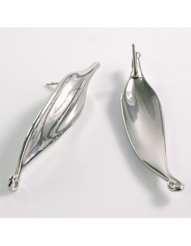 Kolczyki SREBRNE LISTKI LISTEK STAL...