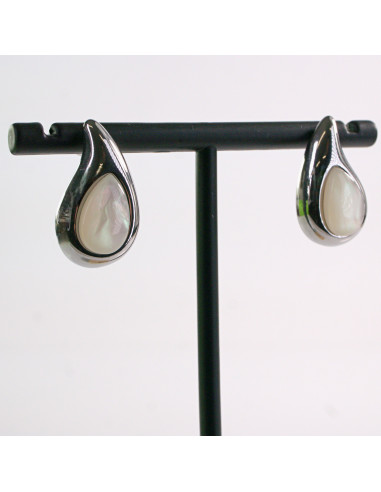 Kolczyki SREBRNE ŁEZKA PERŁA KROPLA  STAL...