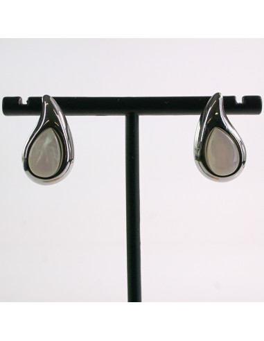 Kolczyki SREBRNE ŁEZKA PERŁA KROPLA  STAL...