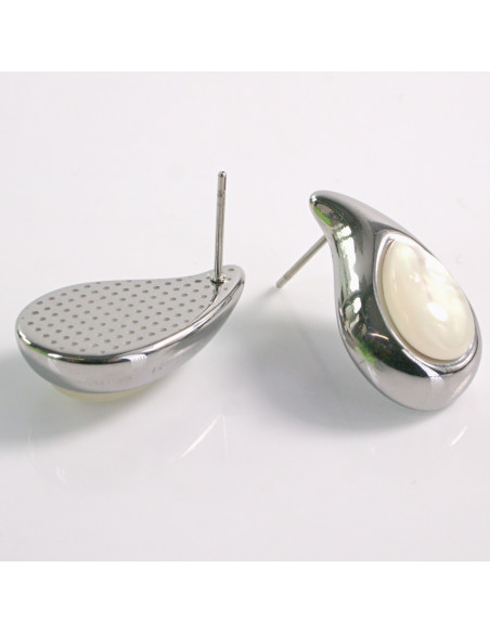 Kolczyki SREBRNE ŁEZKA PERŁA KROPLA  STAL CHIRURGICZNA LOLITA AKCESORIA