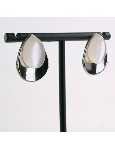 Kolczyki SREBRNE ŁEZKA PERŁA KROPLA STAL...