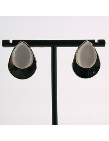 Kolczyki SREBRNE ŁEZKA PERŁA KROPLA STAL...