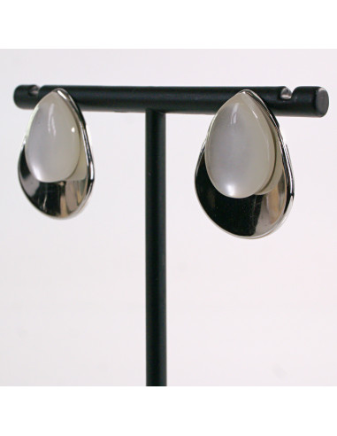 Kolczyki SREBRNE ŁEZKA PERŁA KROPLA STAL...