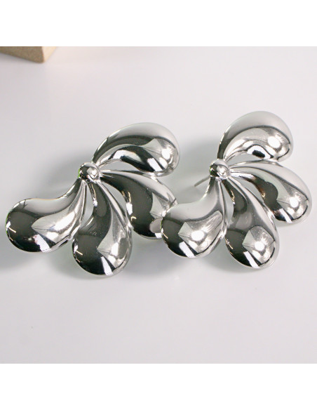 Kolczyki SREBRNE KWIAT LISTKI STAL CHIRURGICZNA LOLITA AKCESORIA