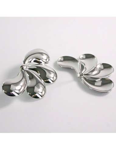 Kolczyki SREBRNE KWIAT LISTKI STAL CHIRURGICZNA...