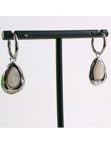 Kolczyki SREBRNE ŁEZKA PERŁA KROPLA STAL...