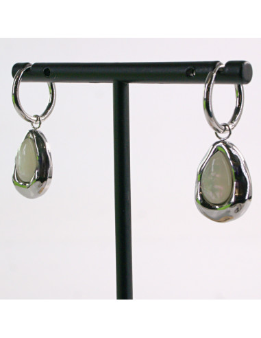 Kolczyki SREBRNE ŁEZKA PERŁA KROPLA STAL...