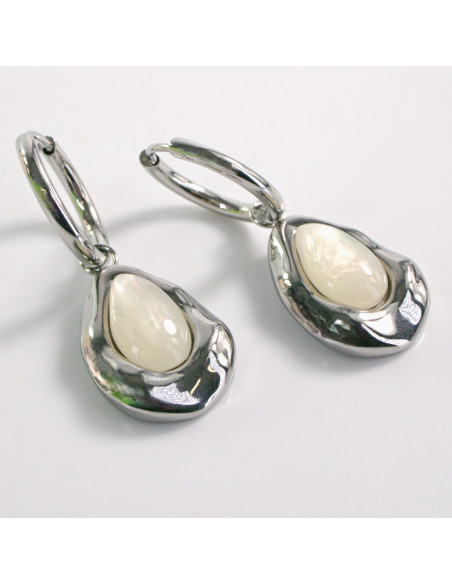 Kolczyki SREBRNE ŁEZKA PERŁA KROPLA STAL CHIRURGICZNA LOLITA AKCESORIA