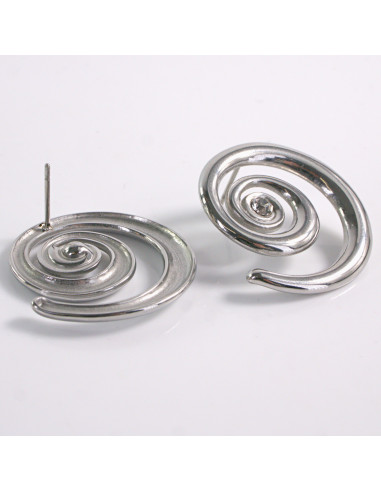Kolczyki SREBRNE ZAWIJAS ŚLIMAK STAL...