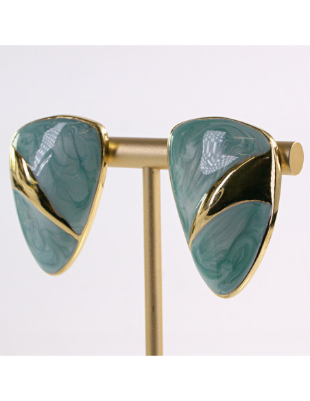 Kolczyki ZŁOTE TRÓJKĄTY TURKUSOWE STAL CHIRURGICZNA LOLITA AKCESORIA