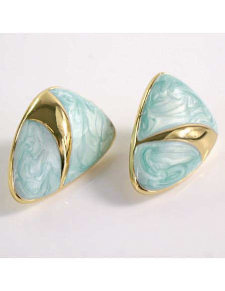 Kolczyki ZŁOTE TRÓJKĄTY TURKUSOWE STAL CHIRURGICZNA LOLITA AKCESORIA