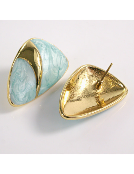 Kolczyki ZŁOTE TRÓJKĄTY TURKUSOWE STAL CHIRURGICZNA LOLITA AKCESORIA