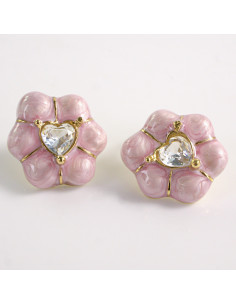 Kolczyki ZŁOTE KWIAT RÓŻOWY KWIATEK STAL CHIRURGICZNA...