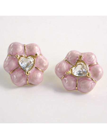 Kolczyki ZŁOTE KWIAT RÓŻOWY KWIATEK STAL CHIRURGICZNA LOLITA AKCESORIA