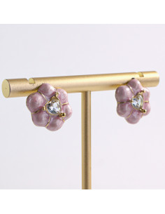 Kolczyki ZŁOTE KWIAT RÓŻOWY KWIATEK STAL CHIRURGICZNA... 2