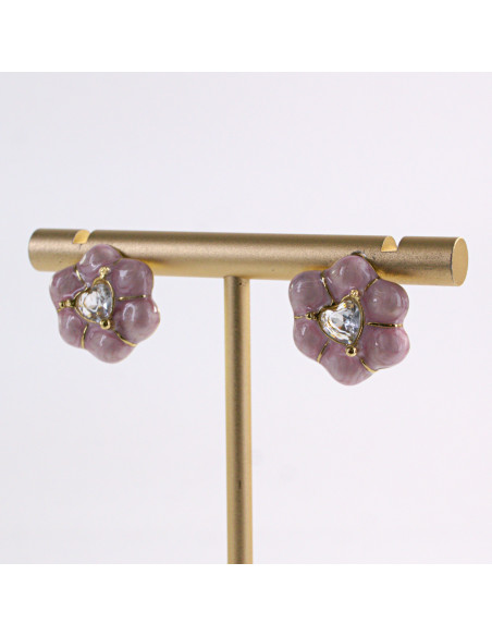 Kolczyki ZŁOTE KWIAT RÓŻOWY KWIATEK STAL CHIRURGICZNA LOLITA AKCESORIA