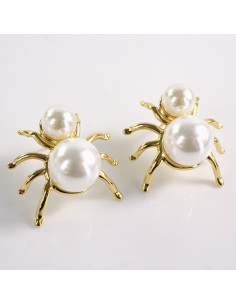 Kolczyki ZŁOTE PAJĄK PERŁY PEREŁKI  STAL CHIRURGICZNA...