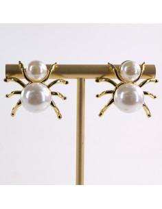 Kolczyki ZŁOTE PAJĄK PERŁY PEREŁKI  STAL CHIRURGICZNA... 2