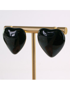 Kolczyki ZŁOTE SERCE CZARNE SEDRUSZKO  STAL CHIRURGICZNA... 2