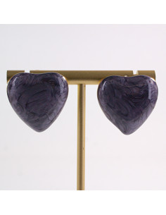 Kolczyki ZŁOTE SERCE FIOLETOWE SERDUSZKO STAL... 2