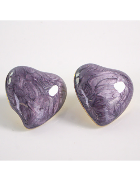 Kolczyki ZŁOTE SERCE FIOLETOWE SERDUSZKO STAL CHIRURGICZNA LOLITA AKCESORIA
