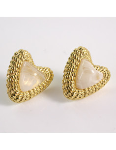 Kolczyki ZŁOTE SERCE PERŁOWE SERDUSZKO STAL CHIRURGICZNA...