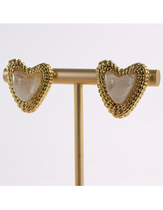 Kolczyki ZŁOTE SERCE PERŁOWE SERDUSZKO STAL CHIRURGICZNA... 2