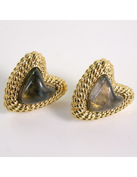 Kolczyki ZŁOTE SERCE GRAFIT SERDUSZKO STAL CHIRURGICZNA LOLITA AKCESORIA