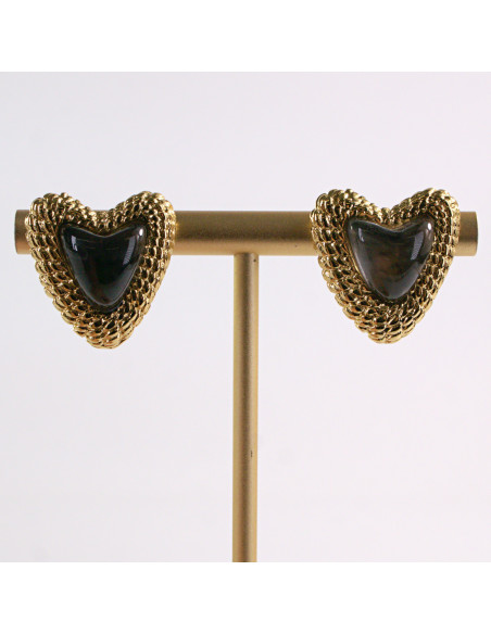 Kolczyki ZŁOTE SERCE GRAFIT SERDUSZKO STAL CHIRURGICZNA LOLITA AKCESORIA