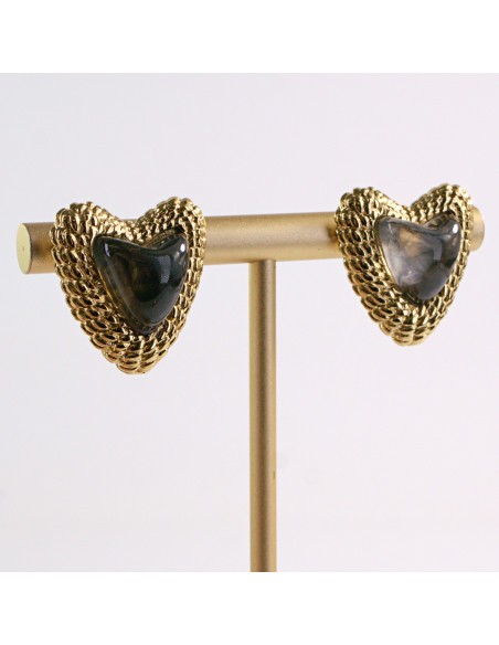 Kolczyki ZŁOTE SERCE GRAFIT SERDUSZKO STAL CHIRURGICZNA LOLITA AKCESORIA