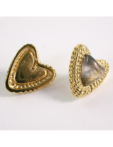 Kolczyki ZŁOTE SERCE GRAFIT SERDUSZKO STAL...