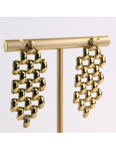 Kolczyki ZŁOTE SZACHOWNICA  KRATKA STAL CHIRURGICZNA...