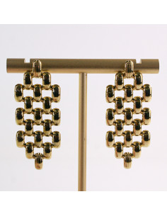 Kolczyki ZŁOTE SZACHOWNICA  KRATKA STAL CHIRURGICZNA... 2